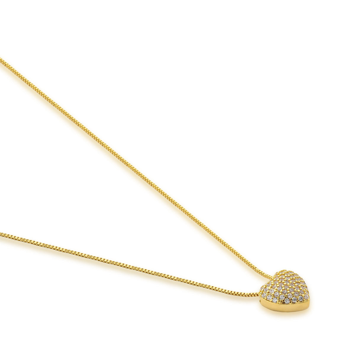 Colar Coração em Zircônias Banhado a Ouro 18k
