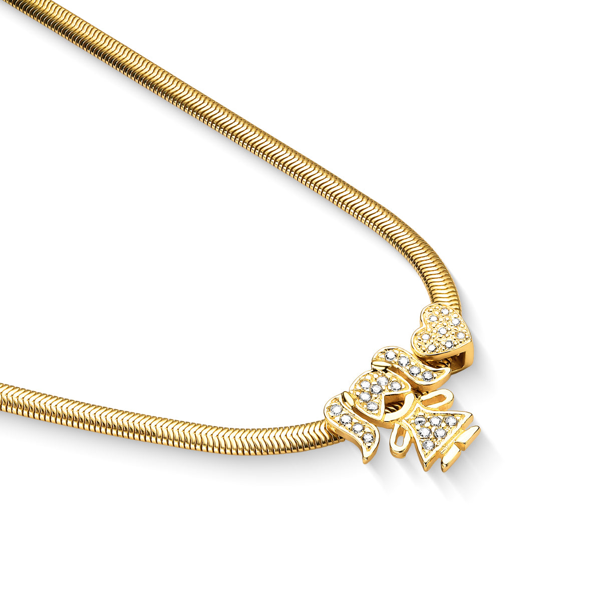 Colar Malha Fina Menina Cravejada Banhado a Ouro 18K