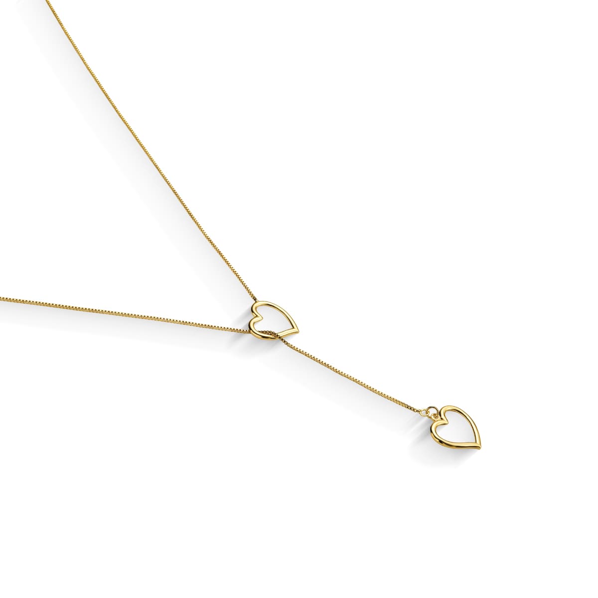 Colar Gravata 2 Corações Banhado a Ouro 18k - Mafê Acessórios