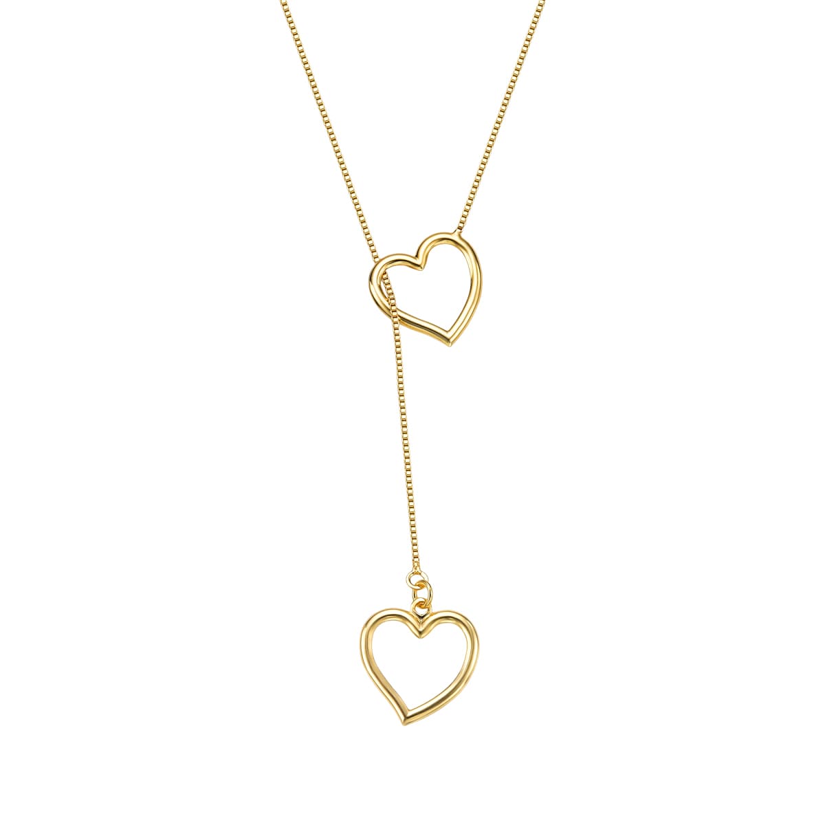 Colar Gravata 2 Corações Banhado a Ouro 18k - Mafê Acessórios