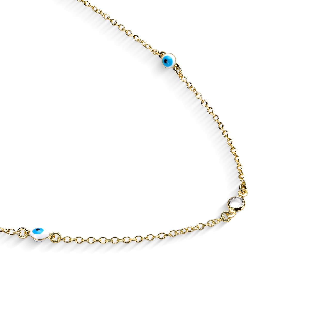 Colar Olho Grego com Pedras Cristais Banhado a Ouro 18k - Mafê Acessórios