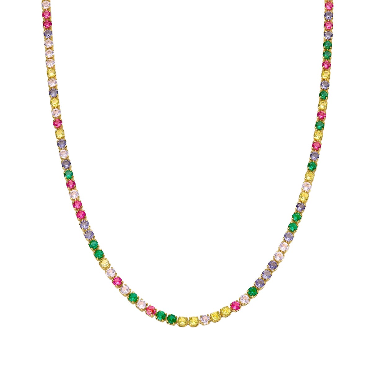 Colar Riviera Colorida Banhada a Ouro 18k - Mafê Acessórios