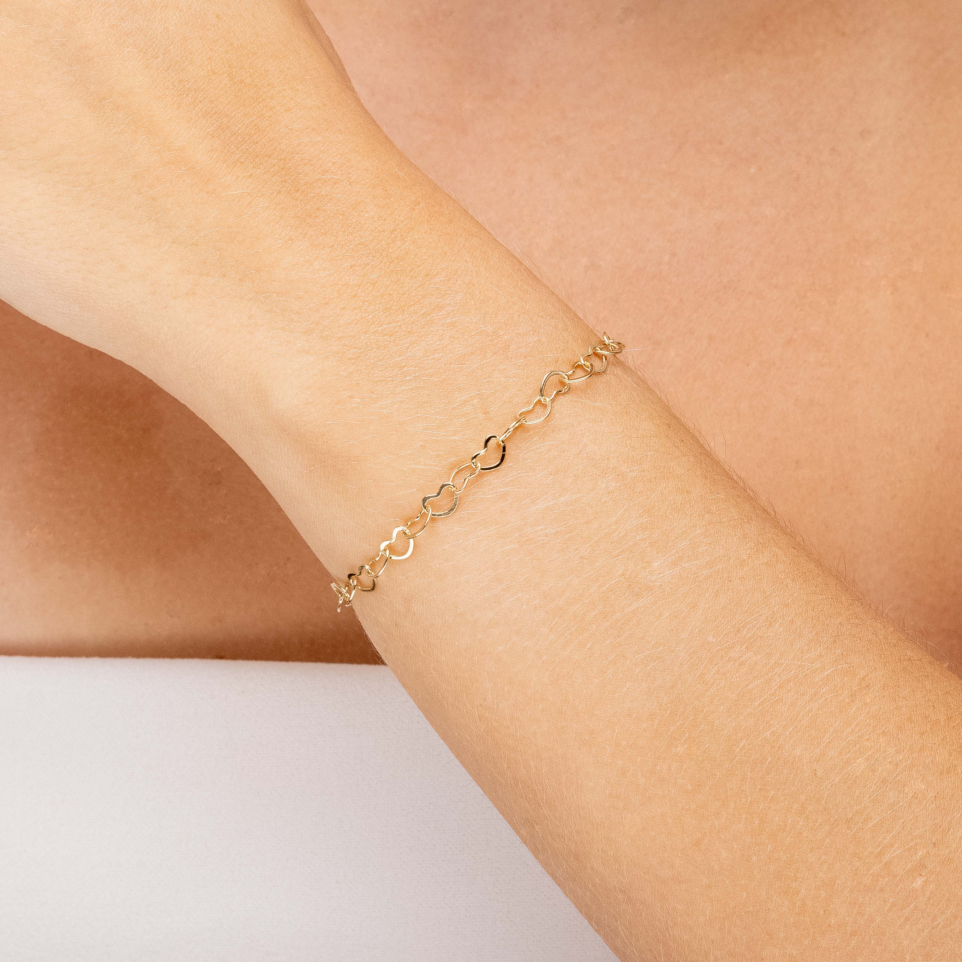 Pulseira Elo Coração Banhada A Ouro 18K