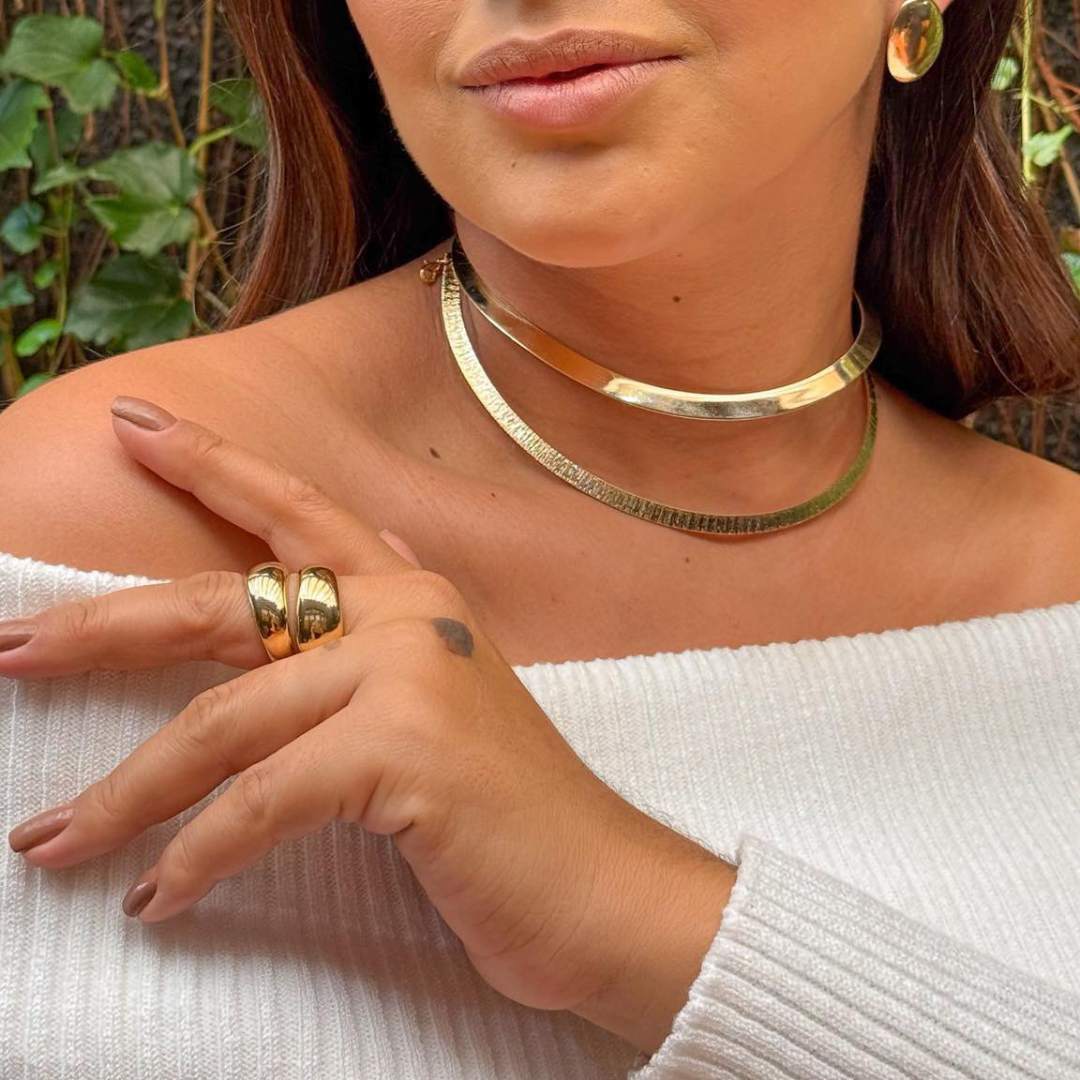 Colar Aro Riscado Banhado a Ouro 18k