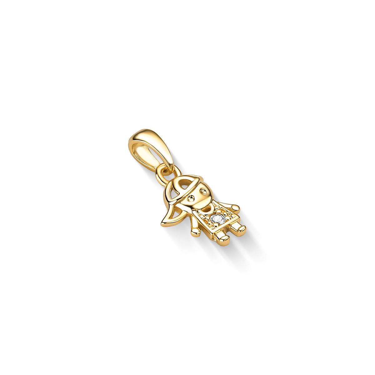 Pingente Menino com Ponto de Luz Banhado a Ouro 18K