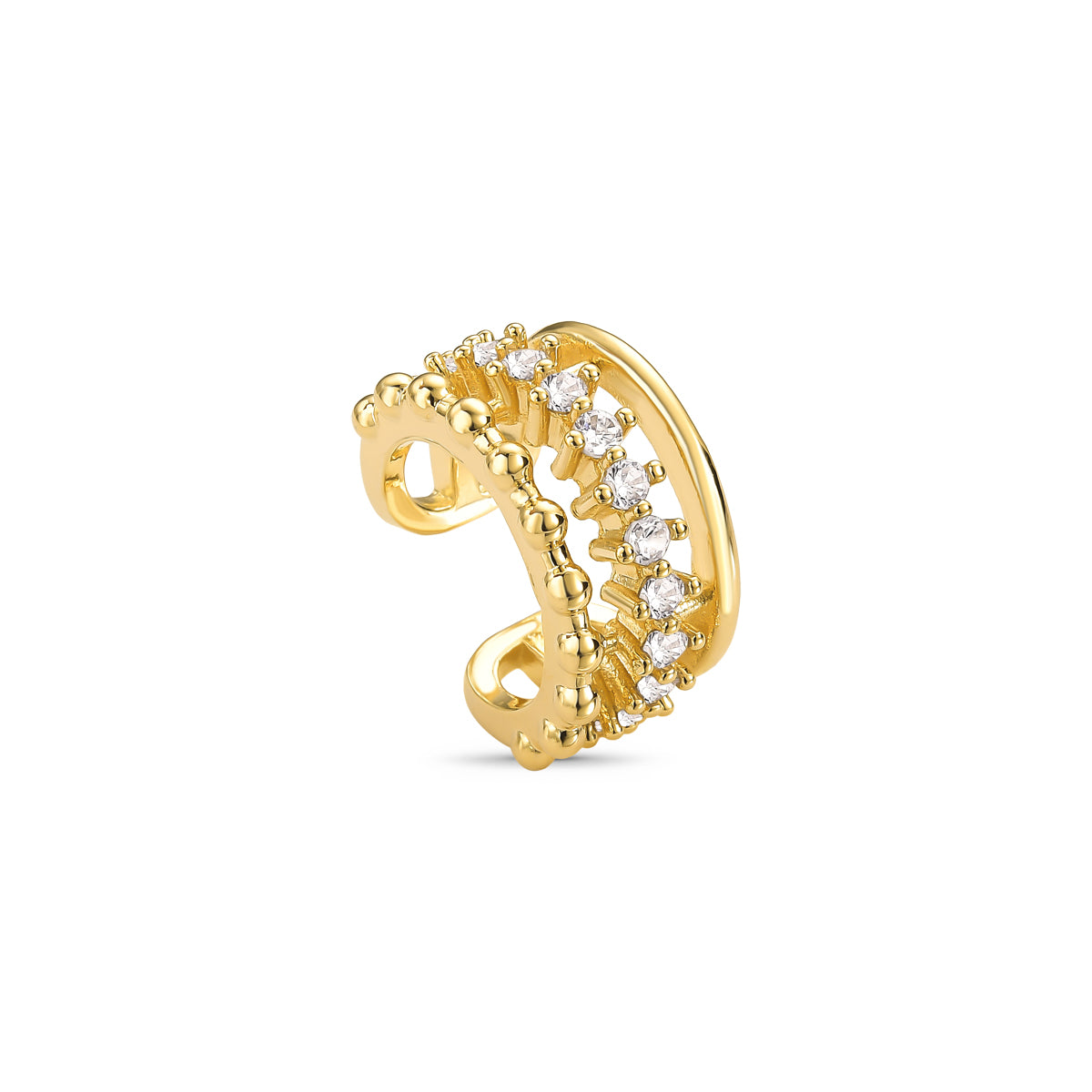 Piercing com 3 Fios e Zircônia Banhado a Ouro 18K