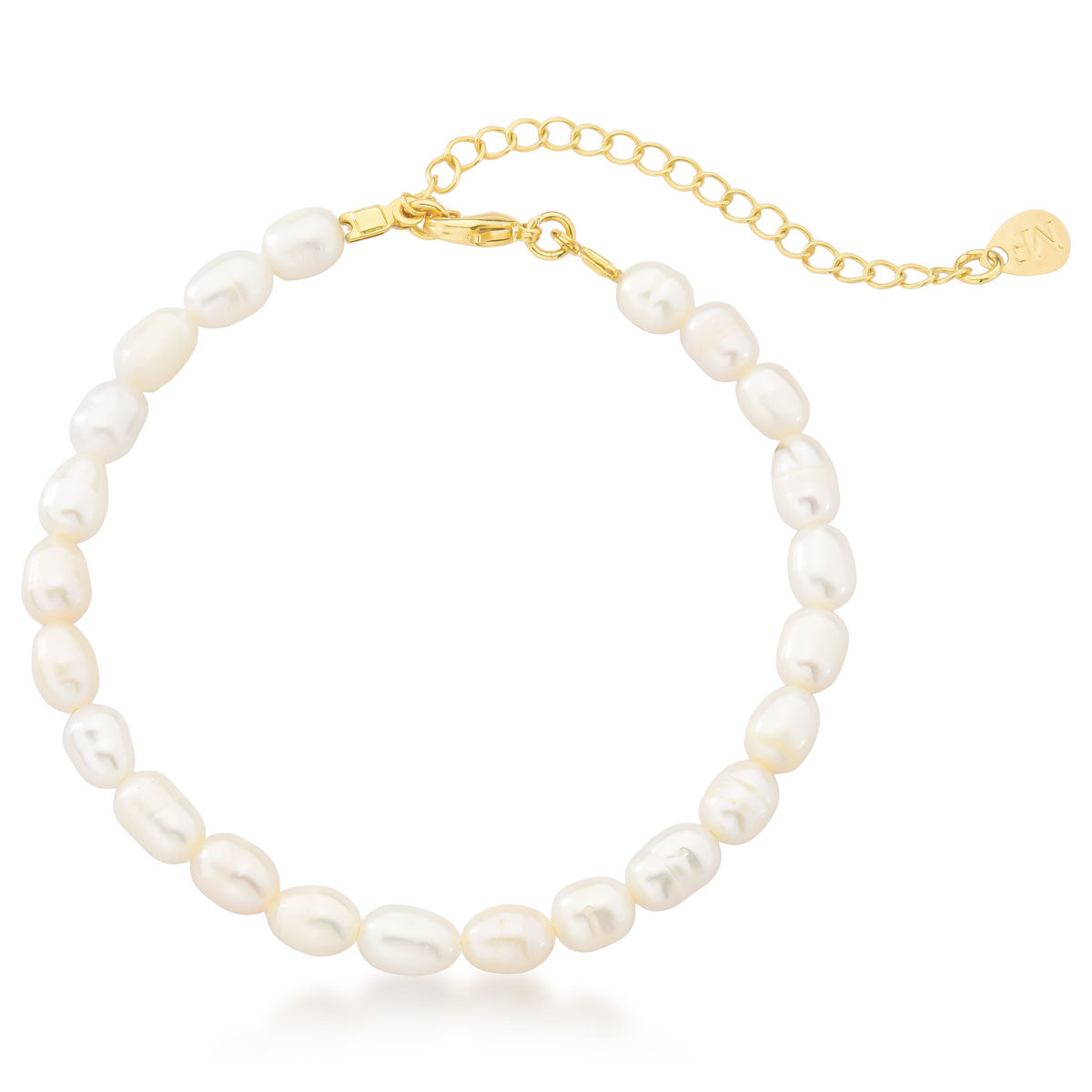 Pulseira Pérolas Naturais Banhada a Ouro 18k