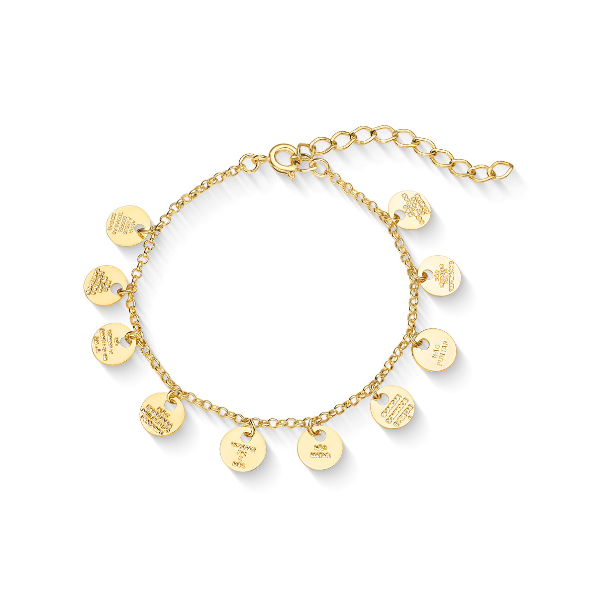 Pulseira 10 Mandamentos Banhada A Ouro 18K