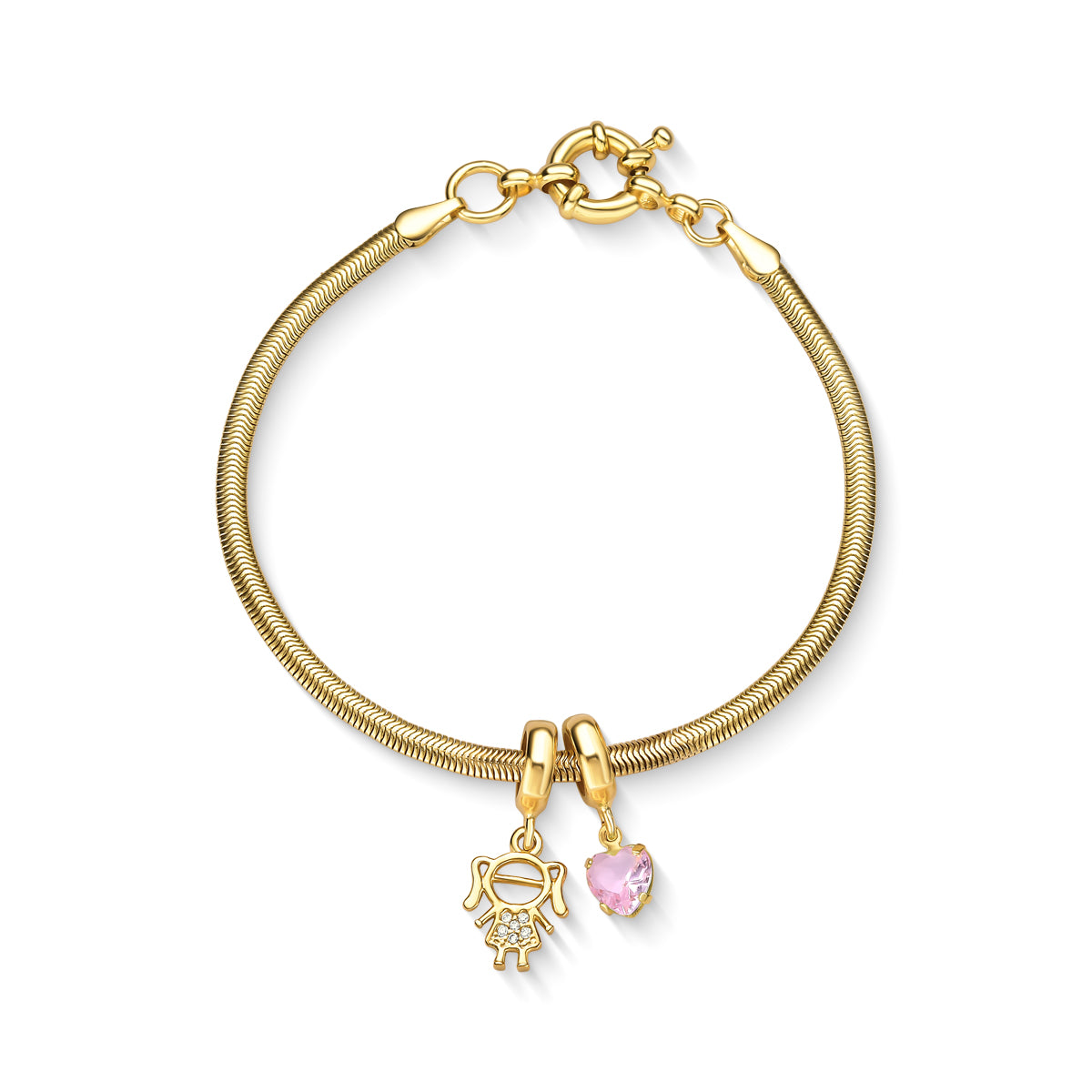 Pulseira Menina Cravejada Banhado a Ouro 18K