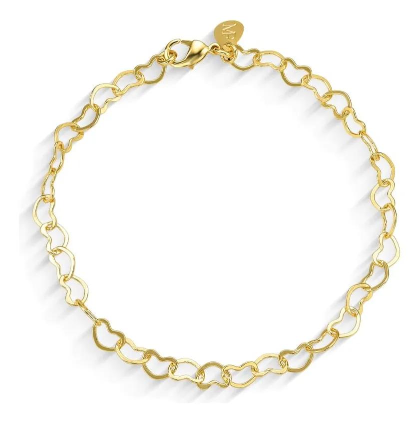 Pulseira Elo Coração Banhada A Ouro 18K