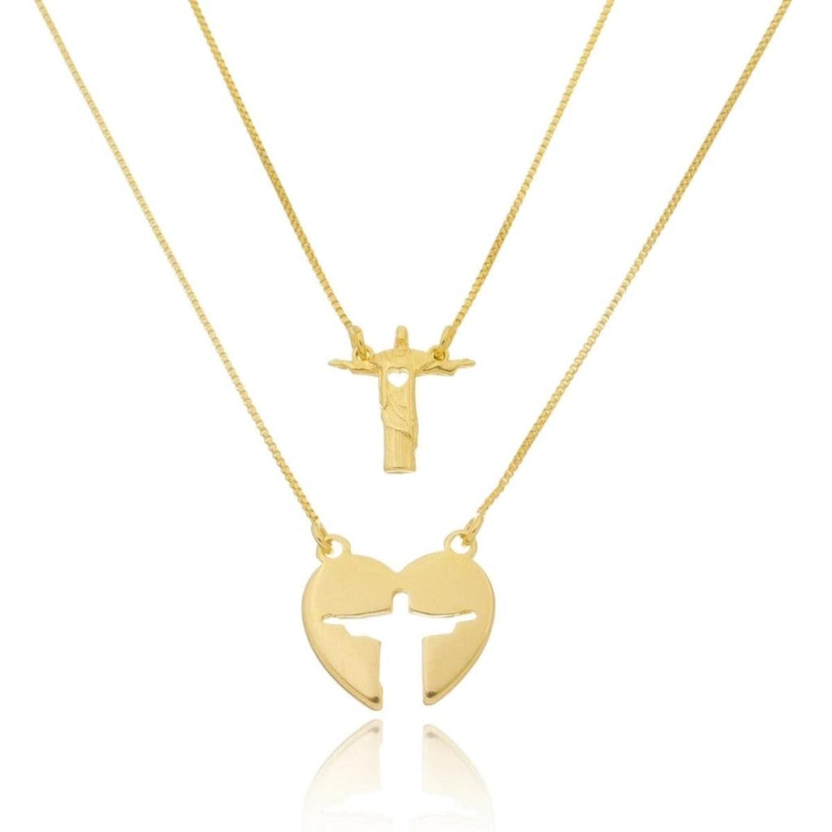 Escapulário Cristo Redentor Banhado a Ouro 18k