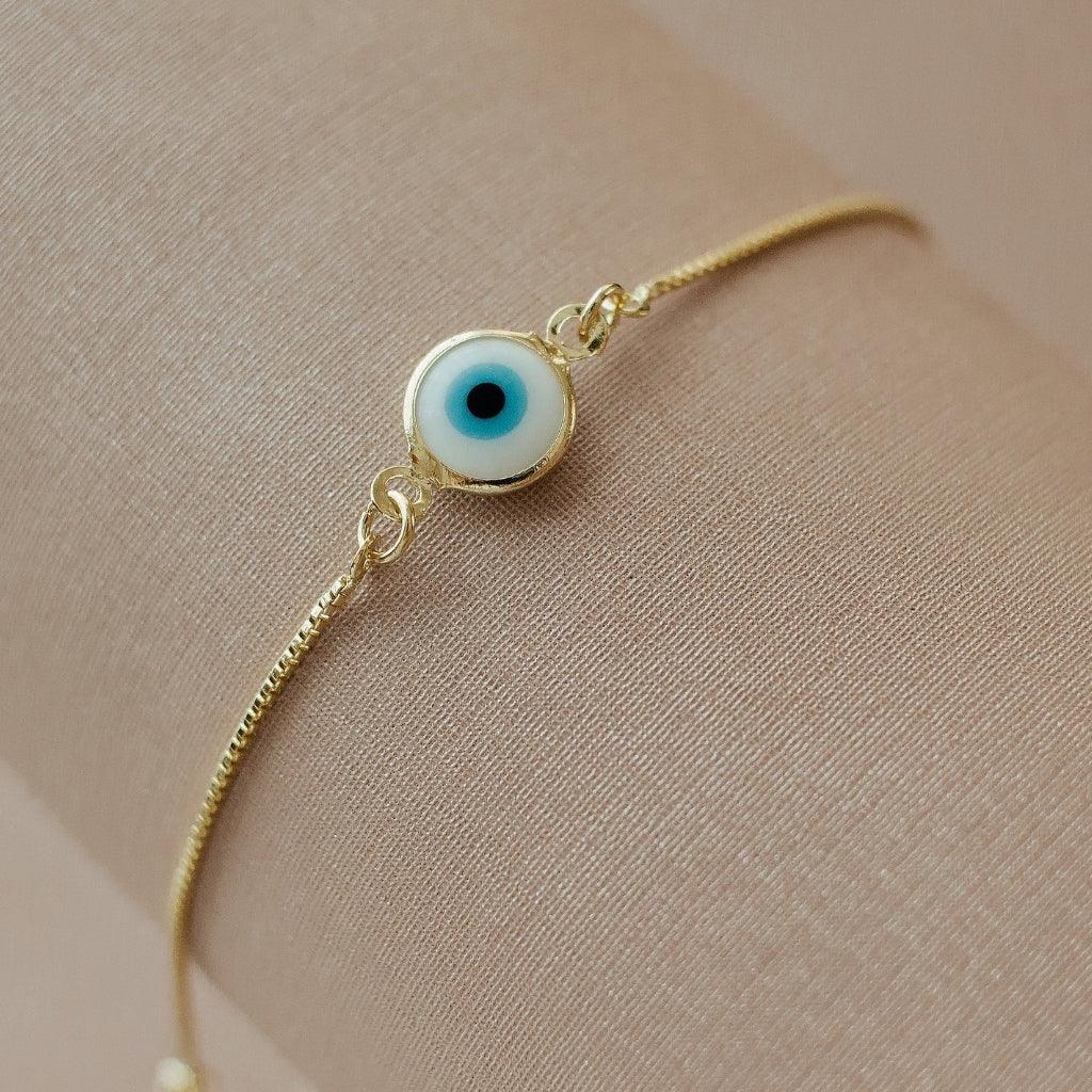 Pulseira Olho Grego Banhada A Ouro 18K