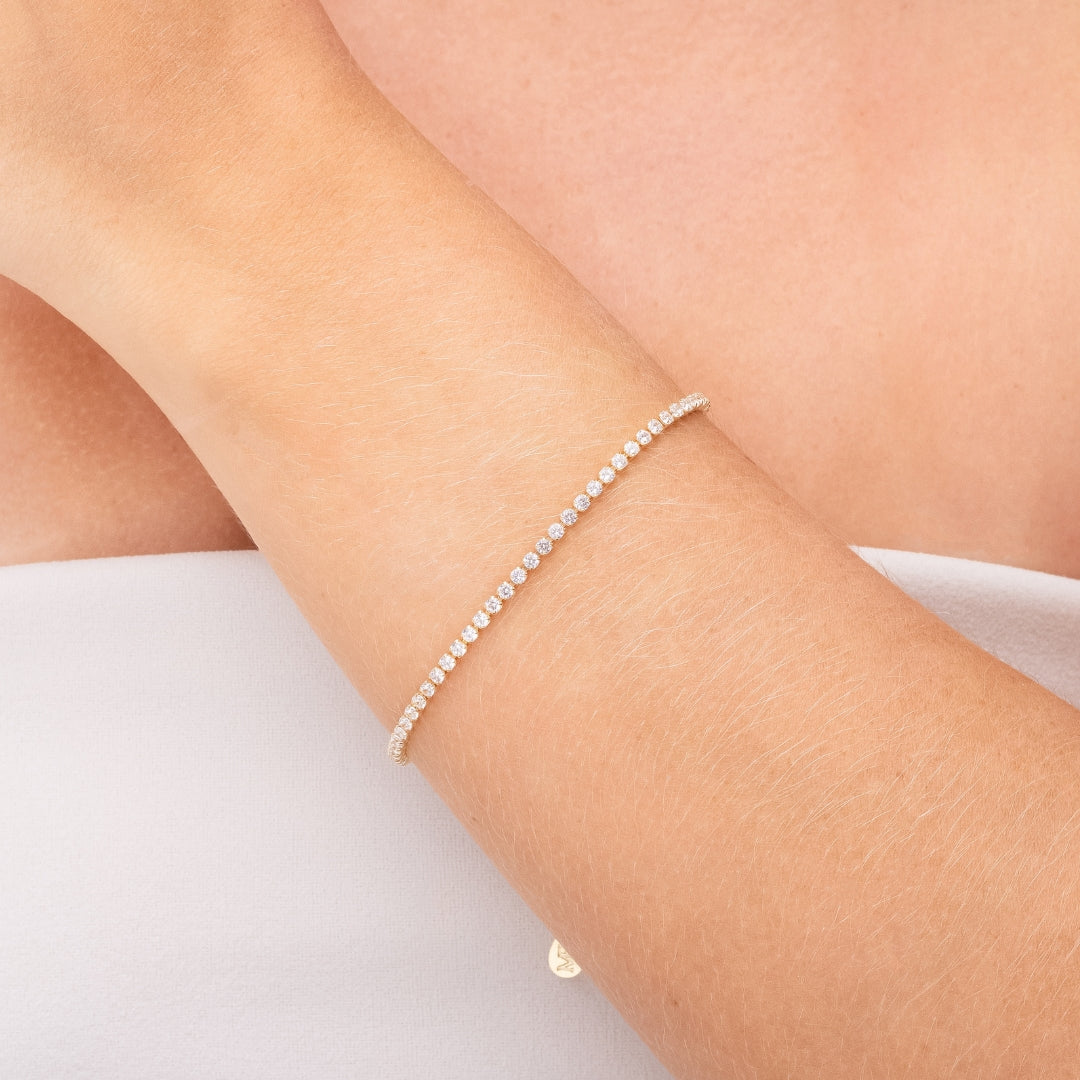 Pulseira Riviera Cristal 2mm Banhado a Ouro 18k