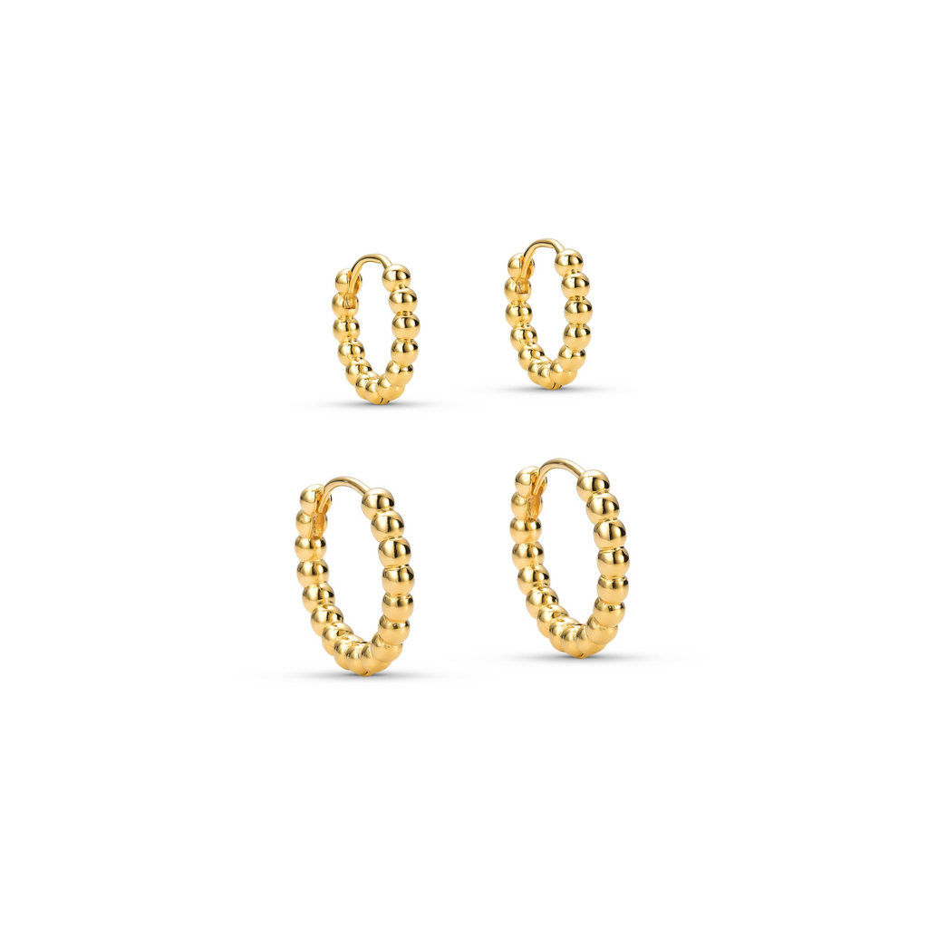 Brinco Argola Bolinhas Banhado a Ouro 18k