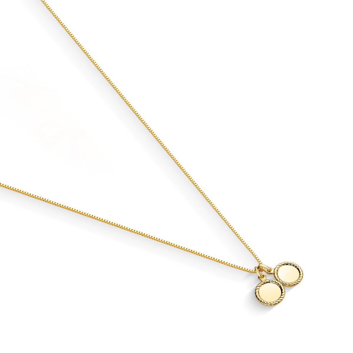 Colar Veneziana com Duas Medalhas Pequenas Banhado a Ouro 18K