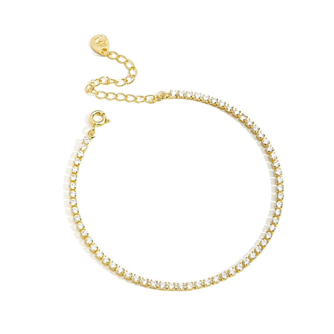 Pulseira Riviera Cristal 2mm Banhado a Ouro 18k
