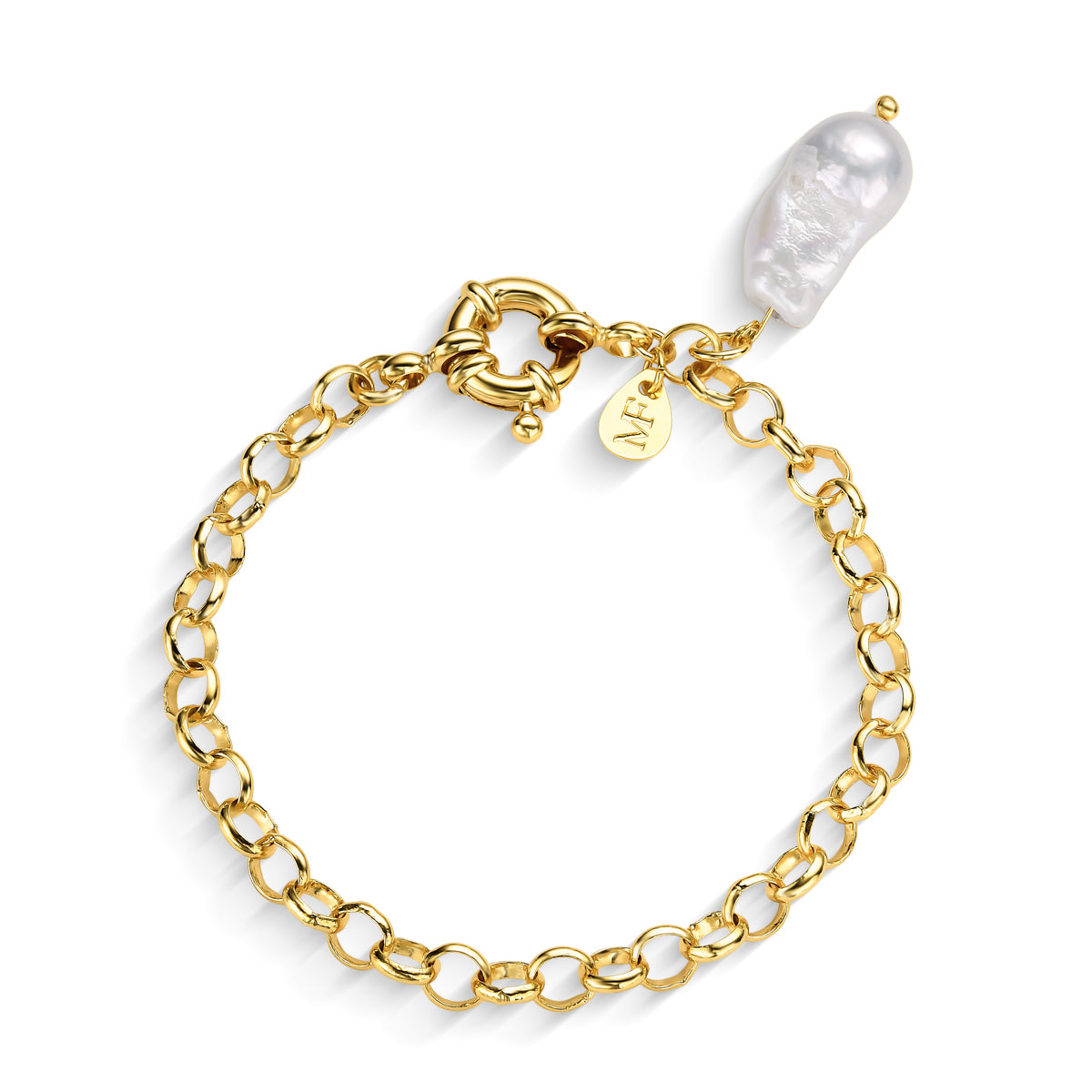 Pulseira Pingente Pérola Banhado a Ouro 18K