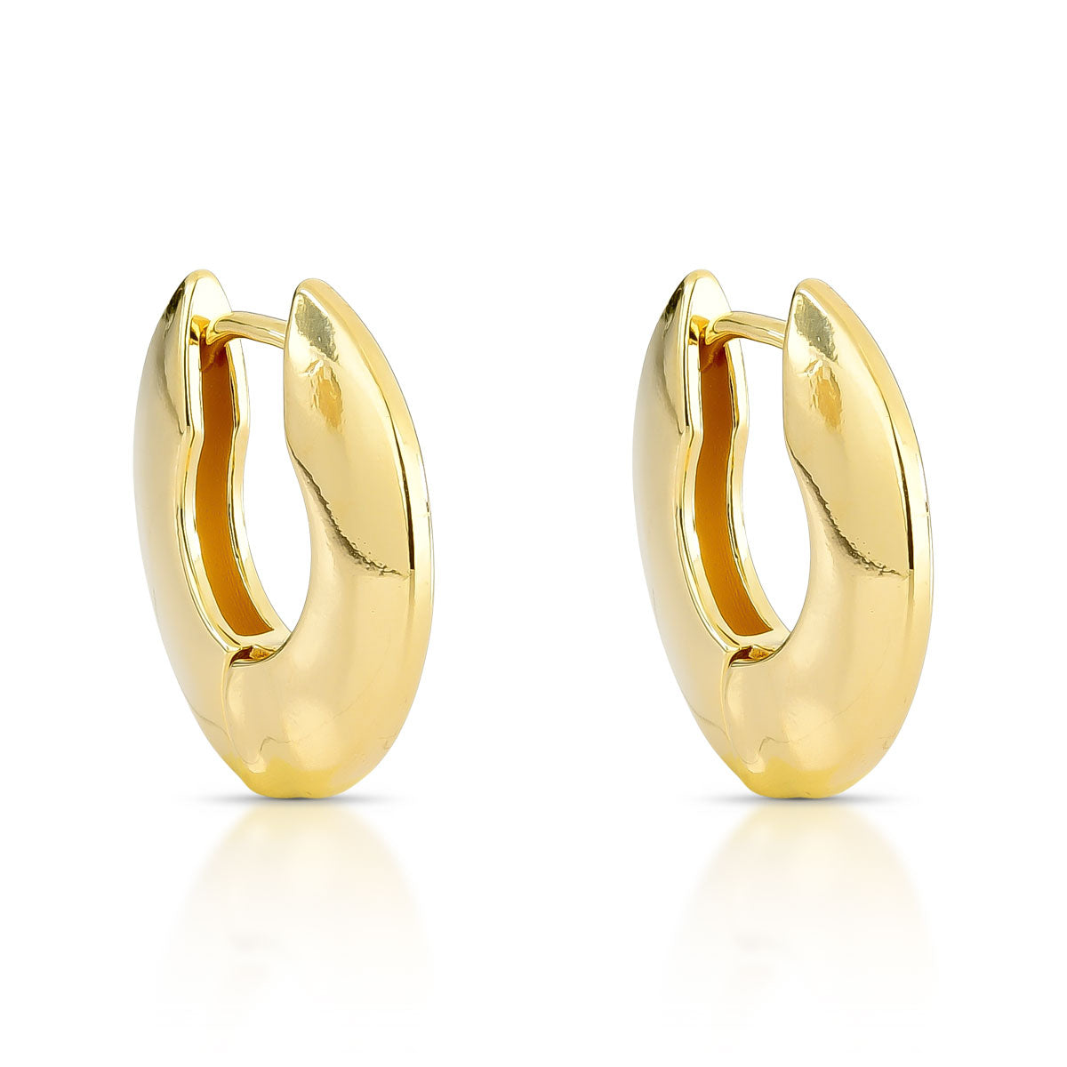 Brinco Argola de Click Lisa Banhado a Ouro 18k