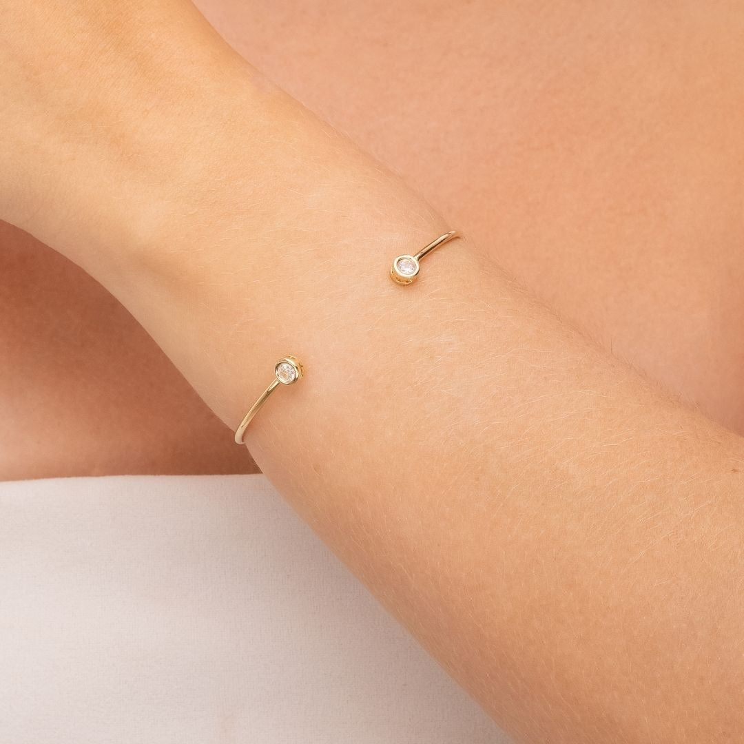 Bracelete Dois Ponto de Luz Banhado a Ouro 18K