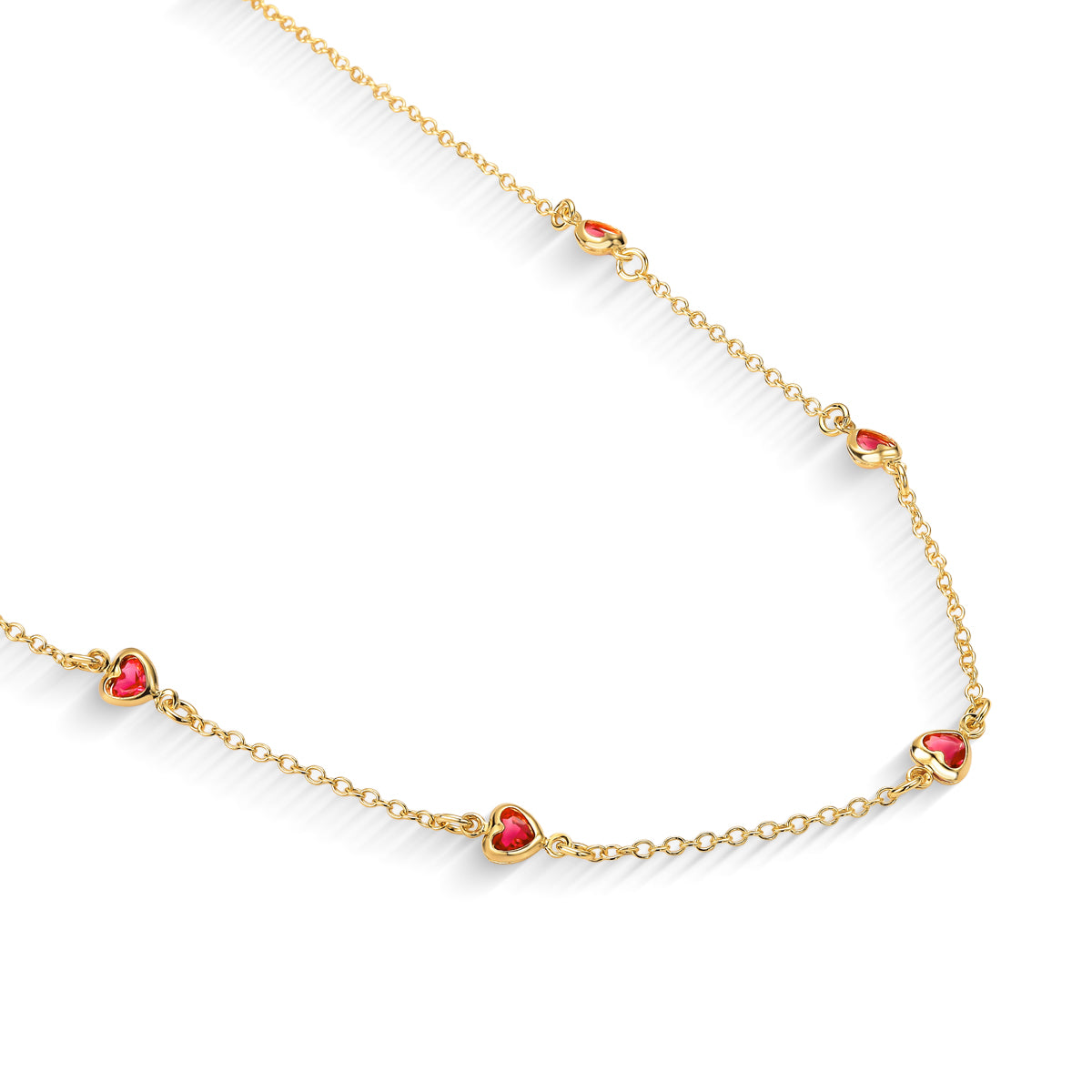 Colar Infantil com Ponto de Luz Rosa Banhado a Ouro 18K