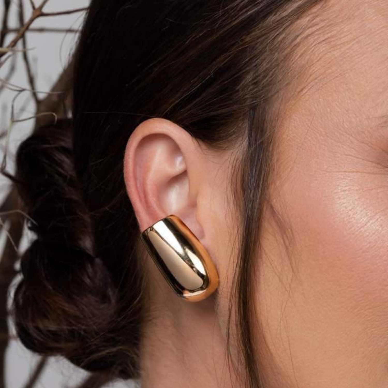 Brinco Argola Tubo Banhado a Ouro 18K