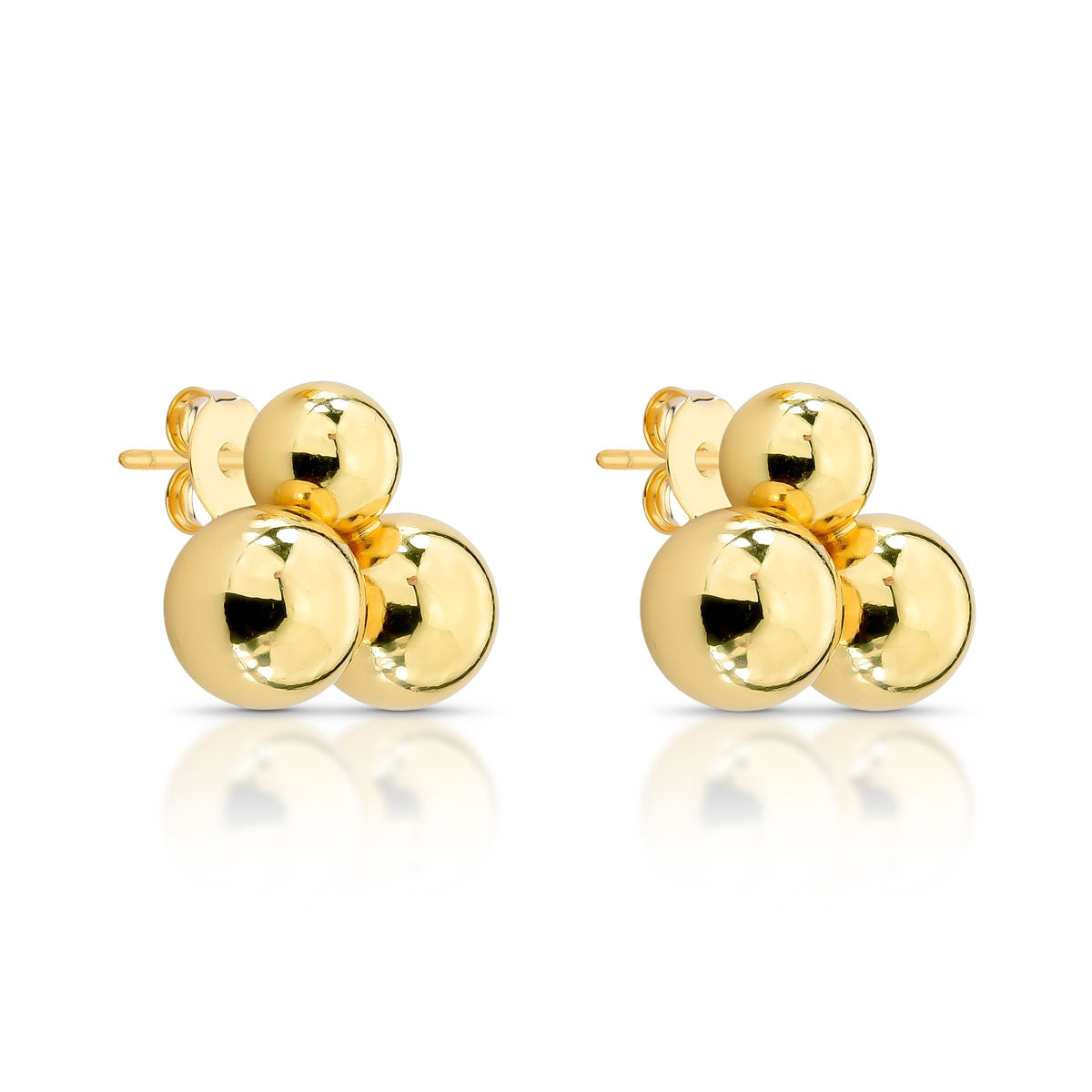 Brinco Três Esferas Banhado a Ouro 18k