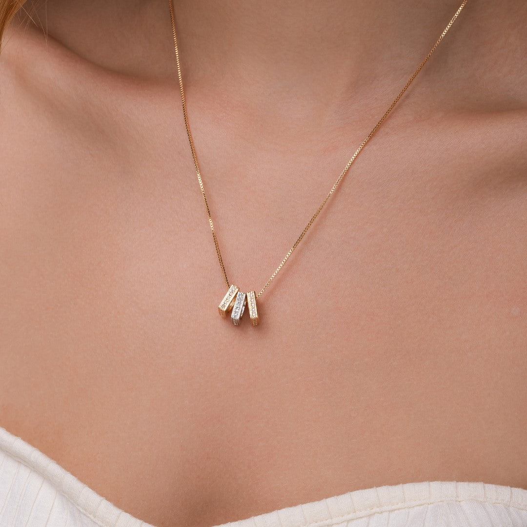 Colar Três Quadrados Delicado Banhado a Ouro 18K
