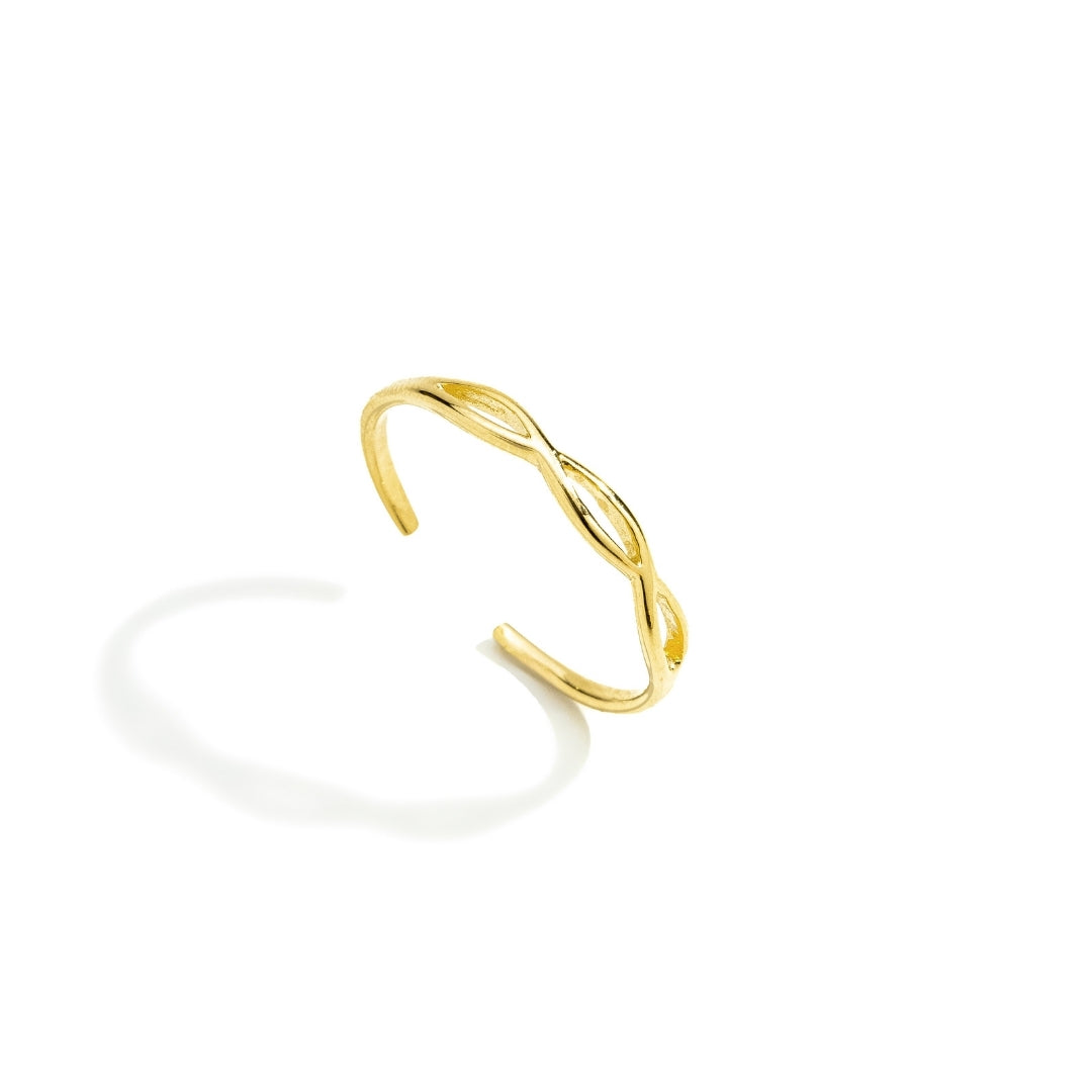 Anel Ajustável Trançado Banhado a Ouro 18K