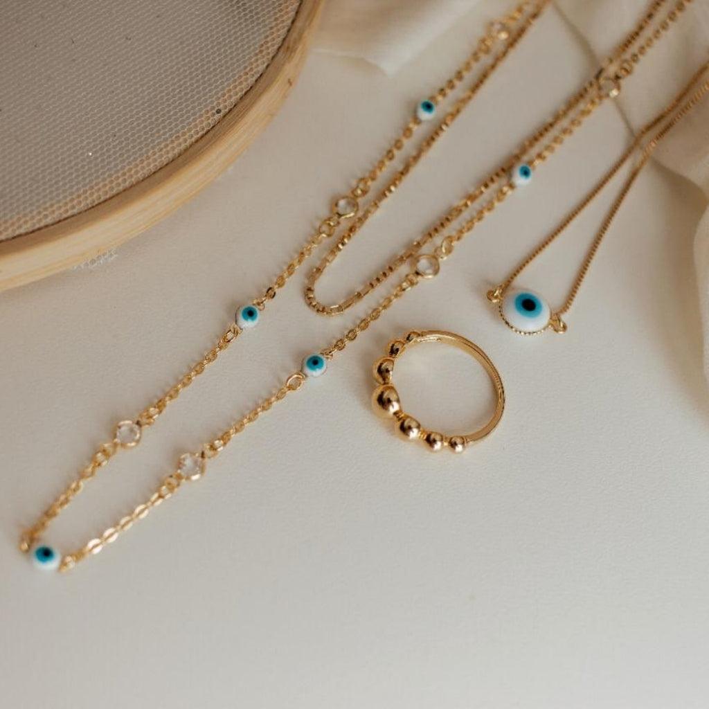 Pulseira Olho Grego Banhada A Ouro 18K