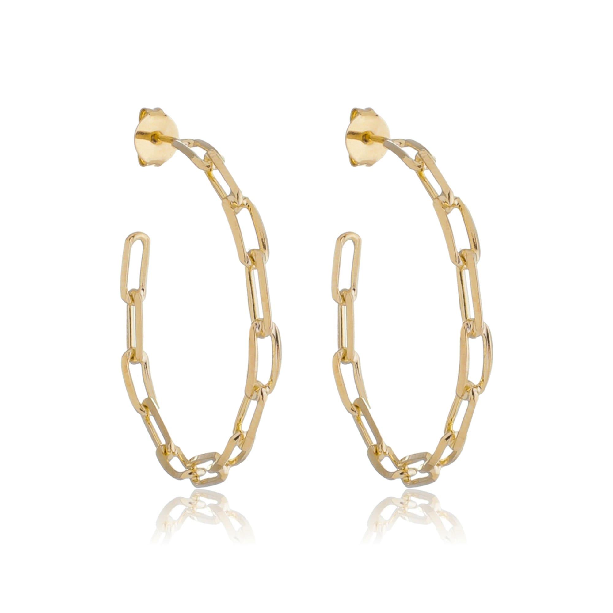 Brinco Corrente Grande Banhado A Ouro 18K