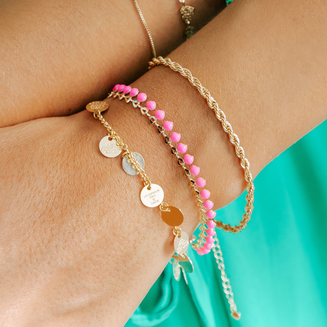 Pulseira 10 Mandamentos Banhada A Ouro 18K