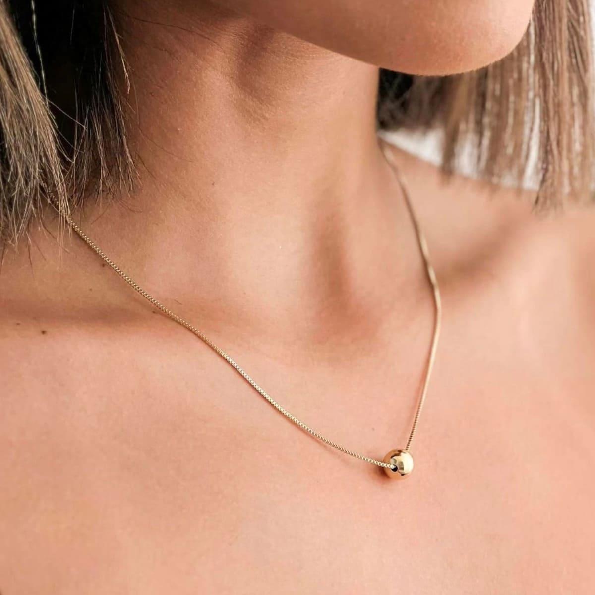 Colar Esfera 8mm Banhado a Ouro 18K - Mafê Acessórios