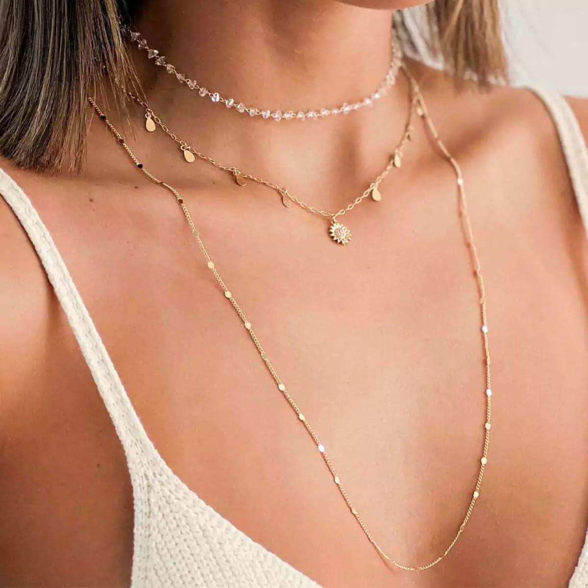 Colar Bolinha Diamantada Banhado a Ouro 18K - Mafê Acessórios