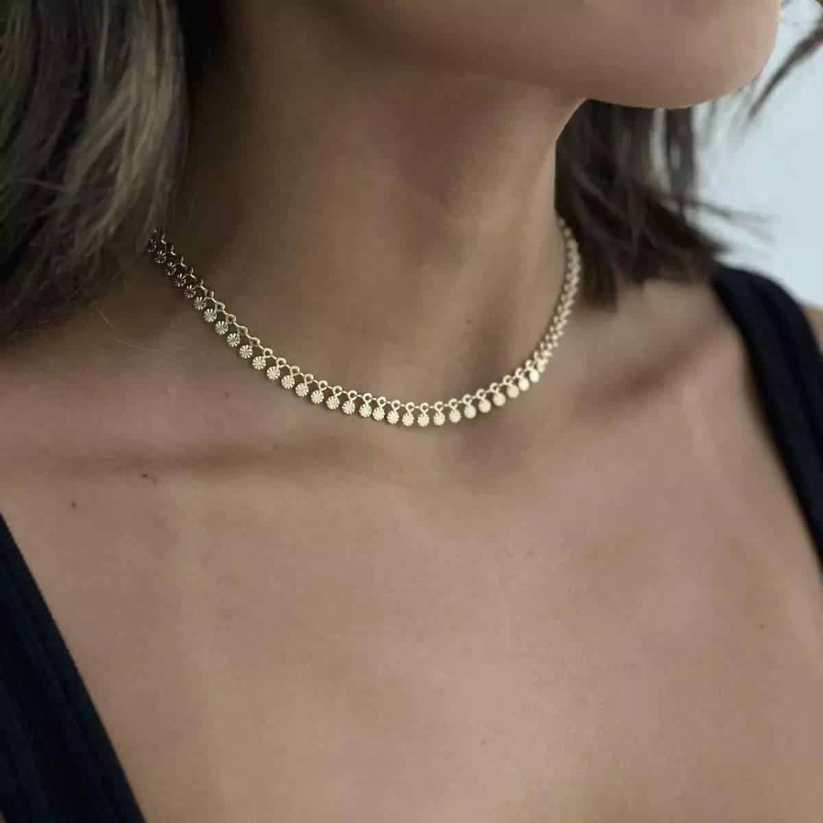 Choker Corrente Diamantada Banhada a Ouro 18k - Mafê Acessórios
