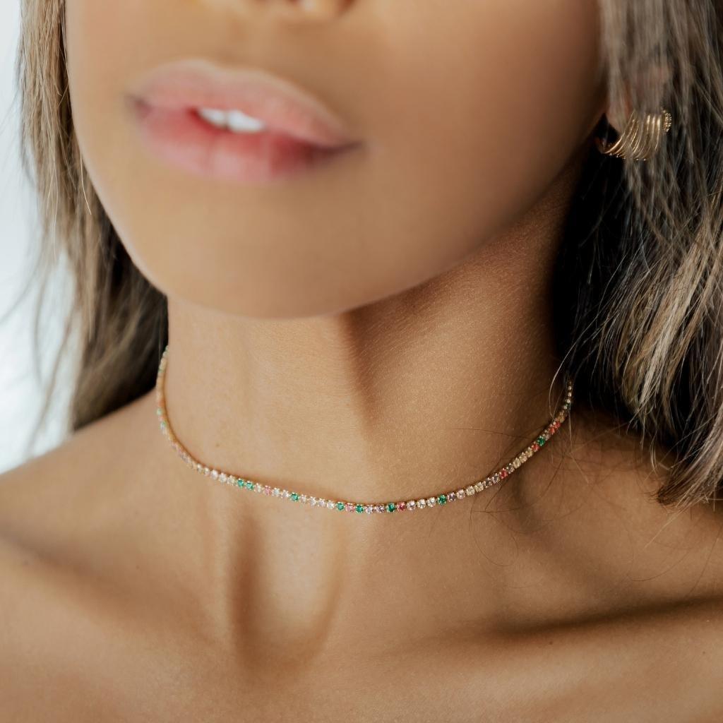 Choker Riviera Colorida Banhada a Ouro 18K - Mafê Acessórios