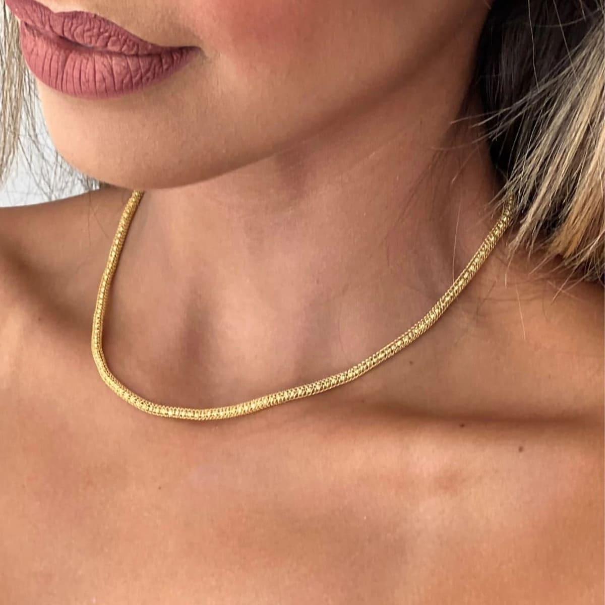 Colar Rede Banhado a Ouro 18K - Mafê Acessórios