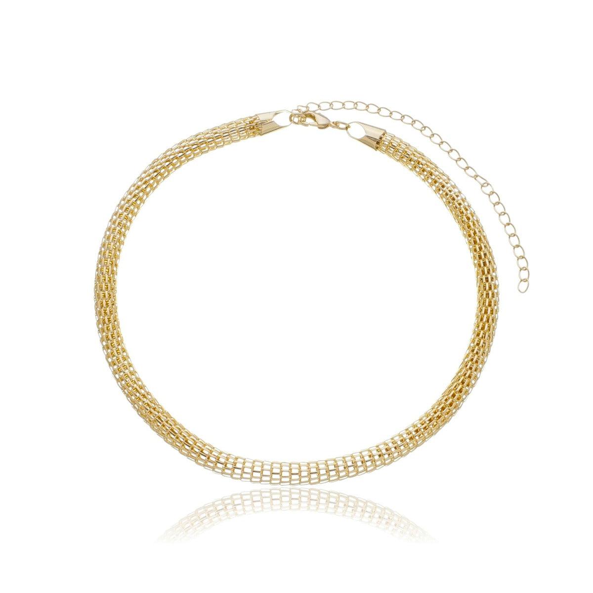 Choker Malha Oca 6mm Banhado a Ouro 18k - Mafê Acessórios