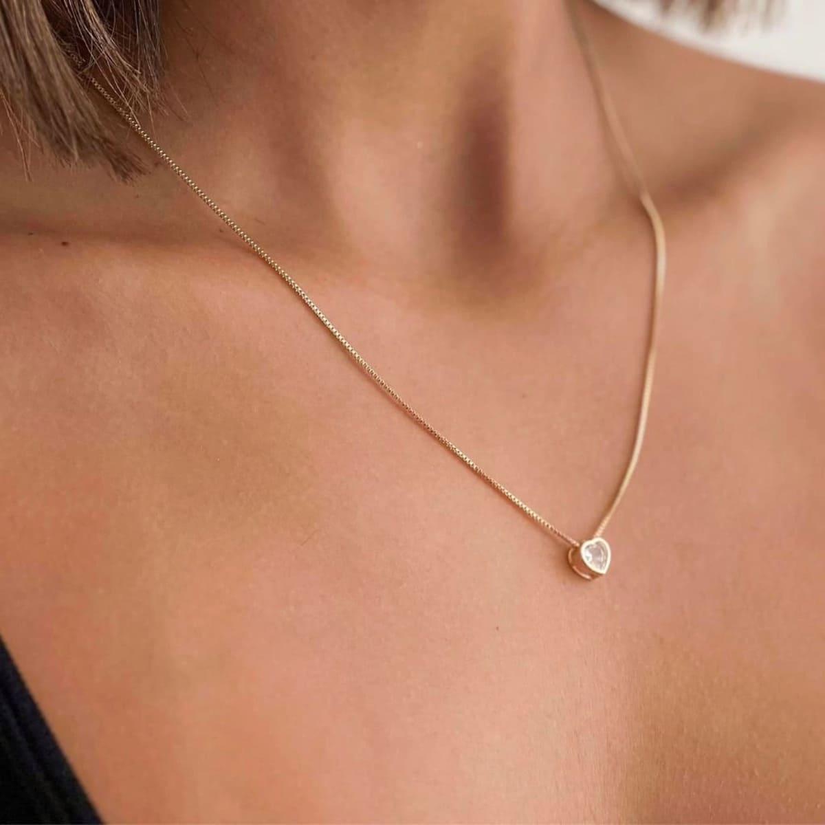 Colar Coração 6mm Banhado a Ouro 18K - Mafê Acessórios