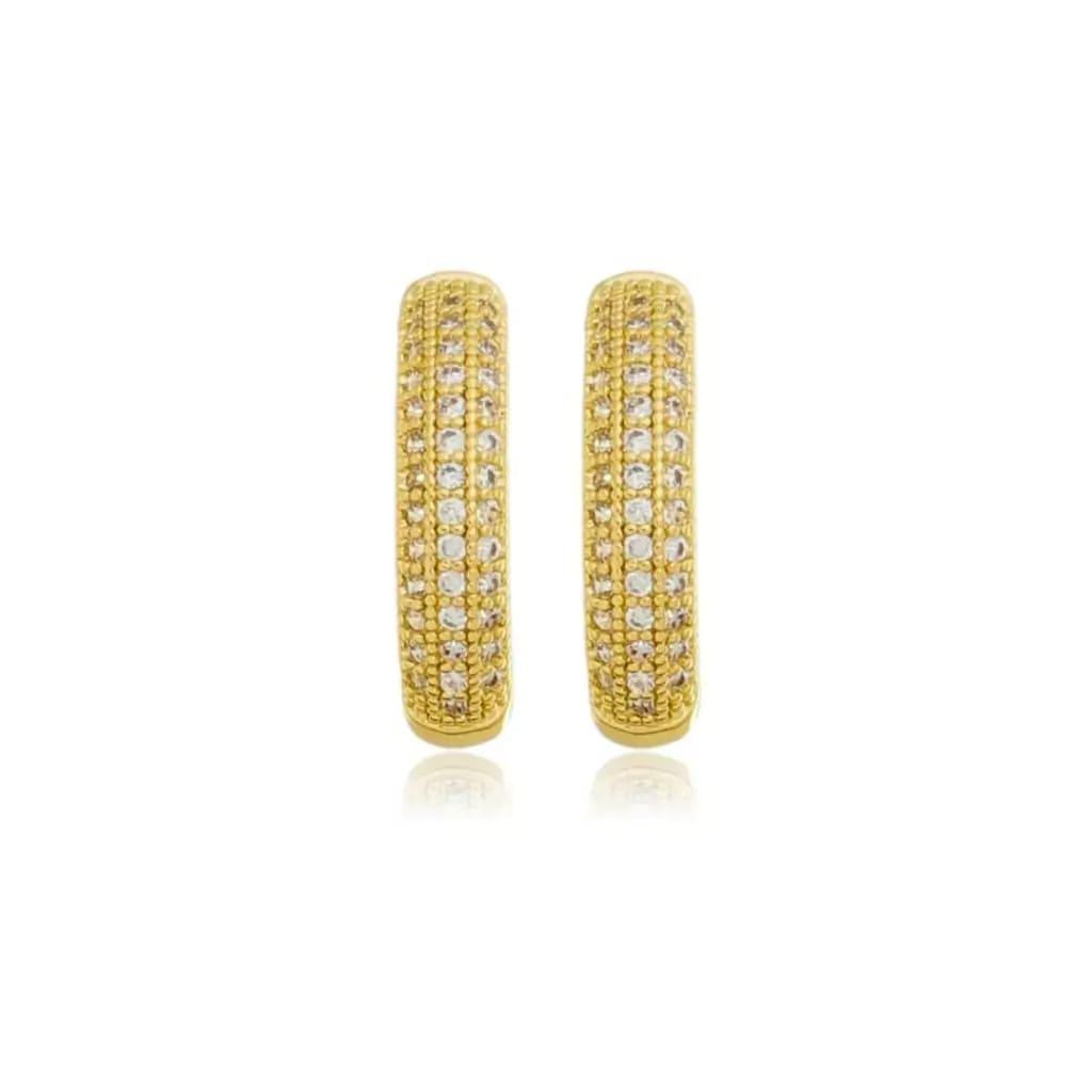 Brinco Ear Hook Cravejado Banhado a Ouro 18k - Mafê Acessórios